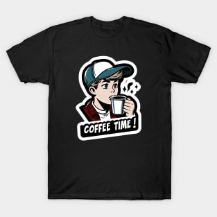 young boy drink cup of coffee T-Shirt